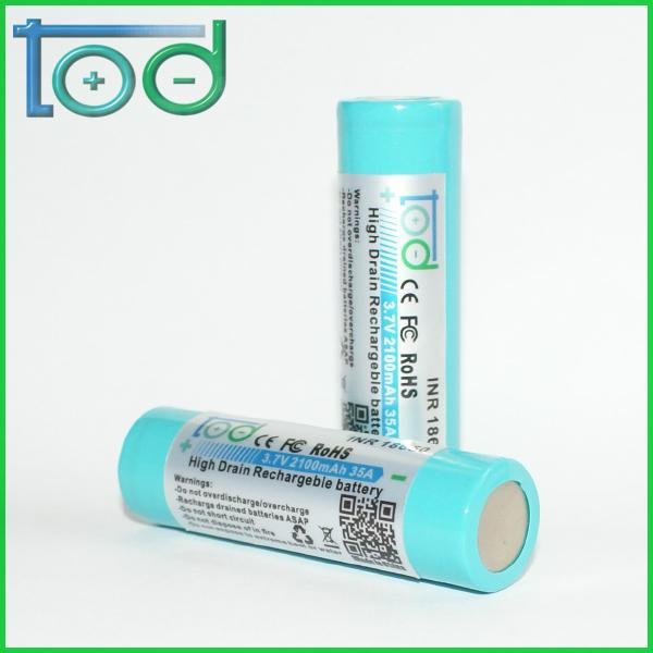 Factory directly sell INR18650 2100mAh 35A High Drain Rechargeable battery