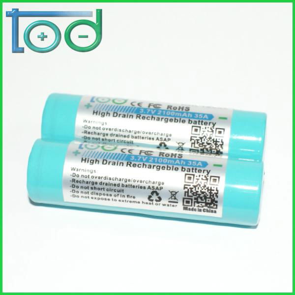 Factory directly sell INR18650 2100mAh 35A High Drain Rechargeable battery 5