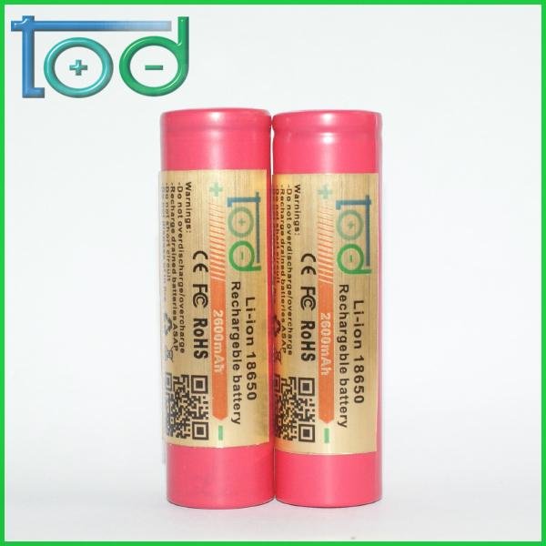 factory Outlet TOD 2600mAh 3.7v Li-ion 18650 Rechargeable Batteries 2