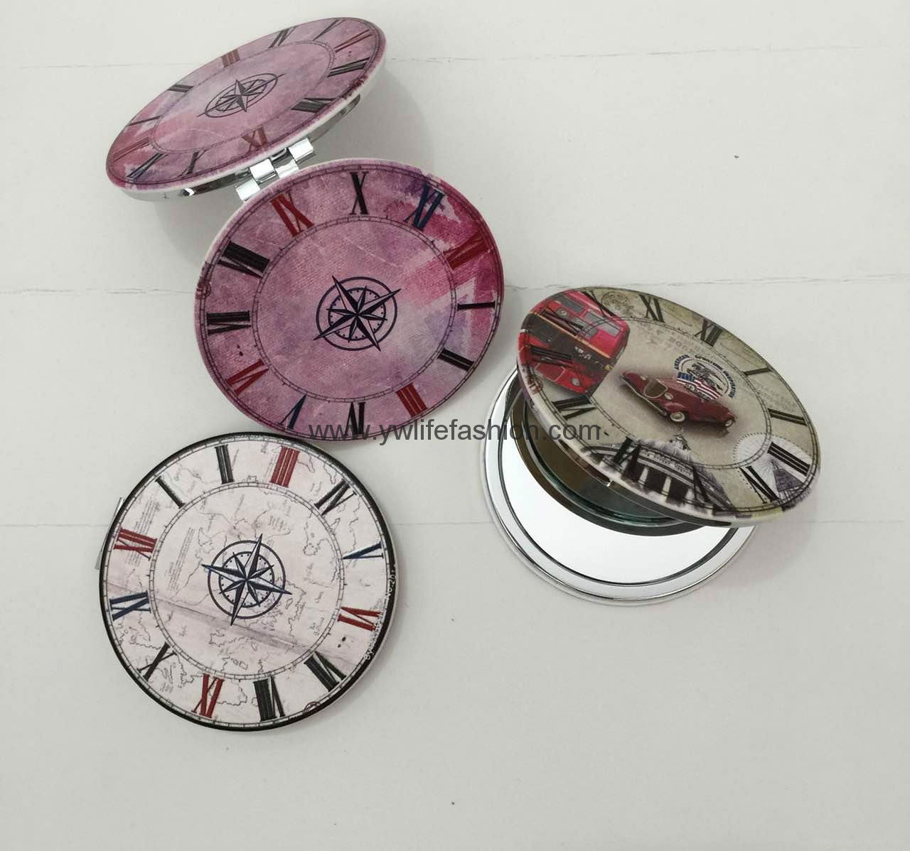 Fashion Print Round PU Cosmetic Mirror LFM2213