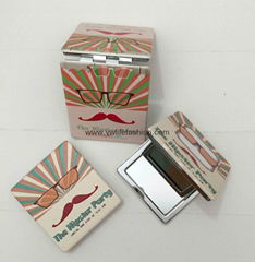 Moustache Print Rectangle PU Compact