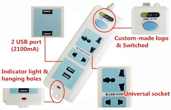 Universal outlet dual usb ports 220v electrical double socket 5