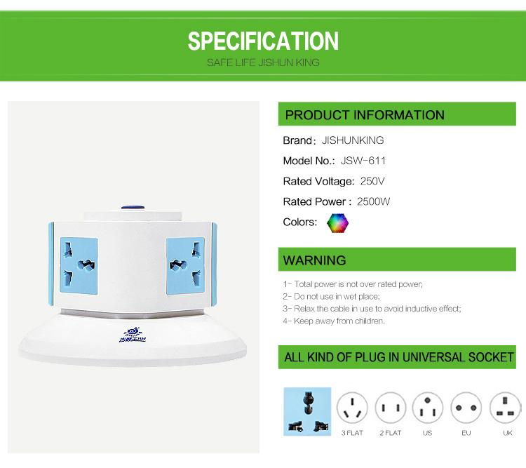 3 Gang multi universal extension outlet dust proof socket 3