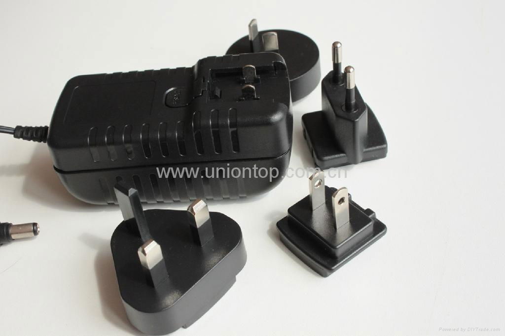 5V 1A power adapter with interchangeable plugs US EU AU UK