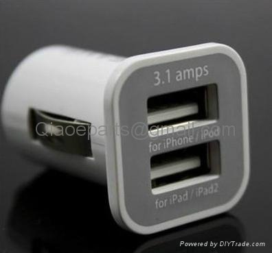  USAMS 3.1 Amps Dual Universal USB Car Charger Designed for Apple Smart Phones 2