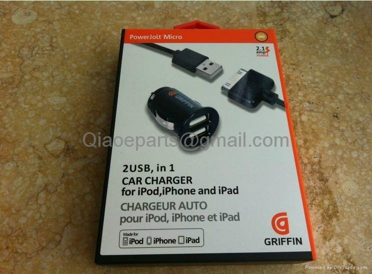 GRIFFIN POWERJOLT MICRO 2.1 New Set Compact 2 in 1DUAL USB Car Charger
