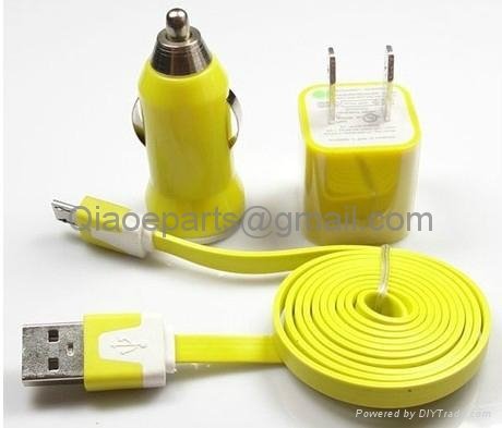 Candy Color 3 in 1 micro Wall Charger + Car Charger + USB Charger for Samsung   3
