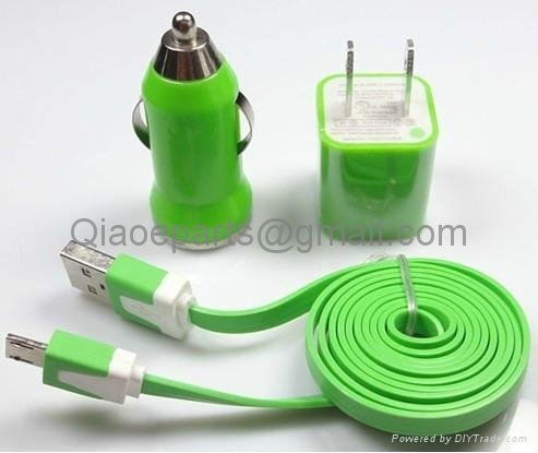 Candy Color 3 in 1 micro Wall Charger + Car Charger + USB Charger for Samsung   4