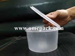 16oz plastic round container with hinged lid