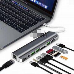 USB C Hub,BEAOK USB Type C Adapter 9 in 1 Ultra Slim Aluminum with Gigabit 