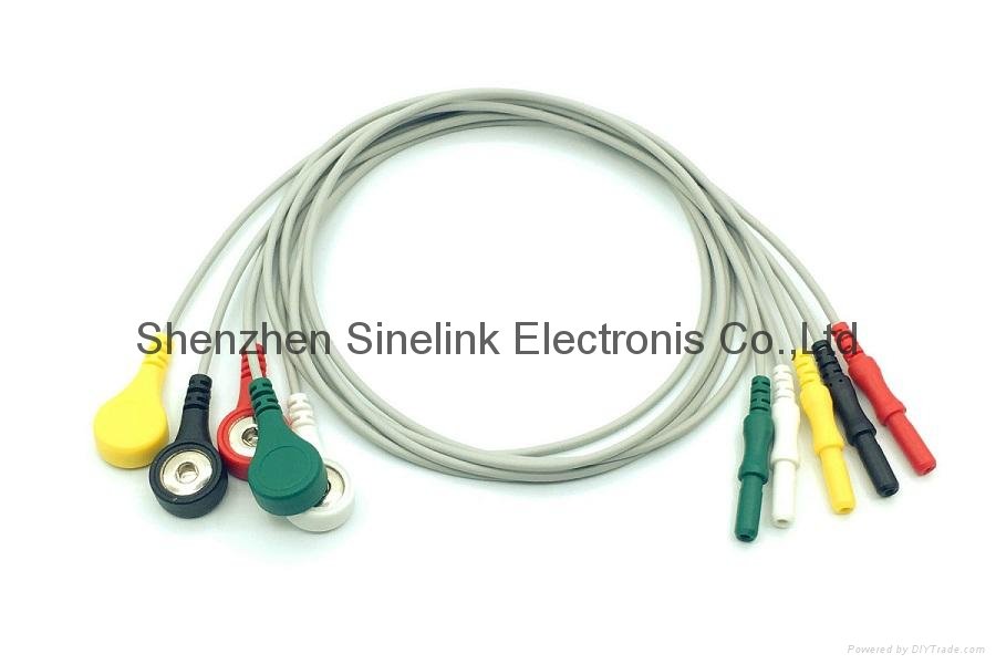 Holter cables, 5 leads, DIN Plug, IEC