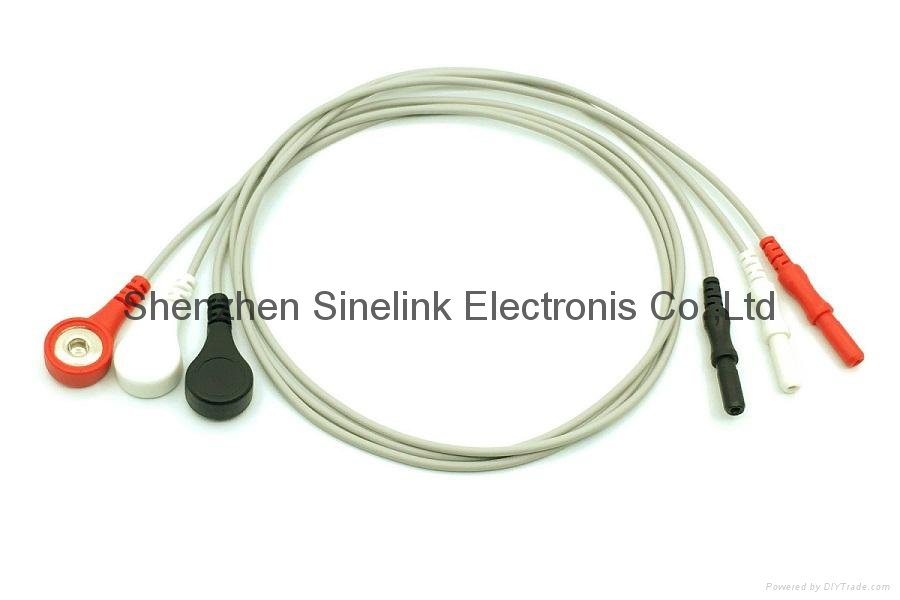 Holter cables, 3 leads, DIN Plug, AHA/AAMI 1