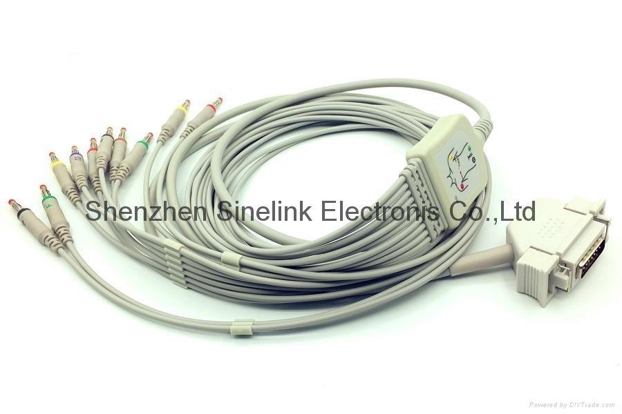 Hellige One Piece EKG Cable with 10 Leadwires, IEC 1