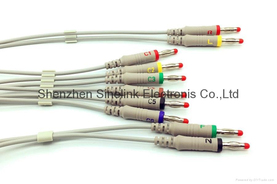 Hellige One Piece EKG Cable with 10 Leadwires, IEC 3