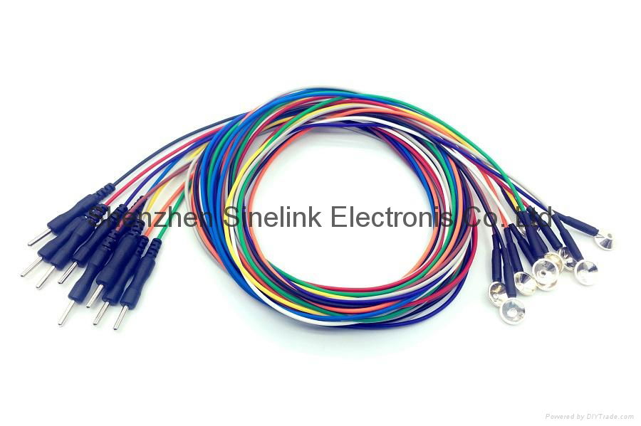 Medical accessories  eeg cable, solid silver cup electrode lead wire