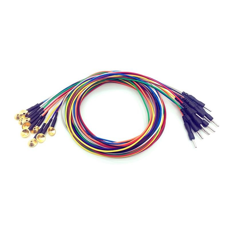 10colors/set, Φ2.0Pin, 1.5 Din Gold cup electrode Cable 1