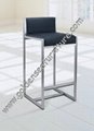 Black Leather Bar Chair with Stainless Steel 