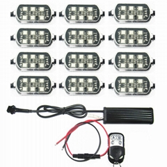 12 RGB Led PODs Universal Motorcycle Accent Underglow Lights 15 Color Kit