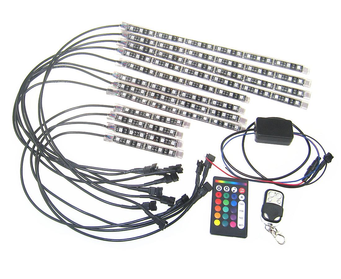  Motorcycle Lights Kit 12pcs Led strips N 2 Wireless Remote N Brake Warning