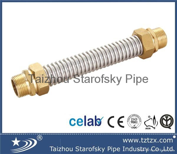 304 316L stainless steel corrugated flexible air condition hose with brass nut 2