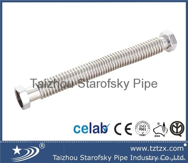 304 316L stainless steel corrugated flexible air condition hose with brass nut 4