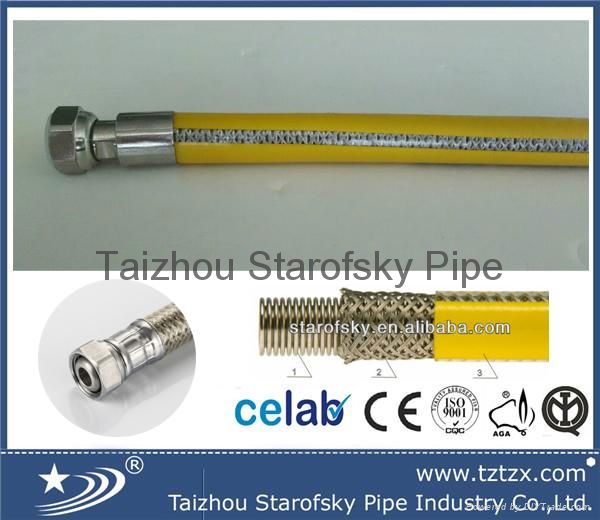 EN14800 stainless steel braided gas hose with PVC cover 3
