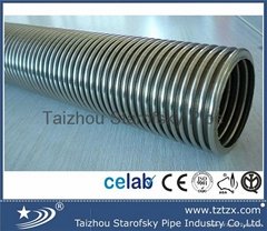 Large diameter stainless steel flexible water hose