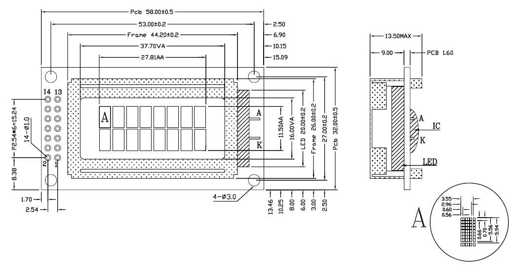 M0802B-B5,0802 Character Dot-matrix LCM, LCD Module,STN Blue,5V 5