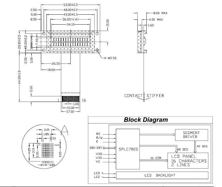 16*2字符型液晶屏模組，STN黃綠屏，5V 3