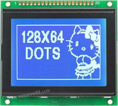 M12864L-B5,12864圖形點陣液晶屏模組，STN藍屏，5V
