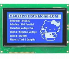 M240128C-B5+TP,240128 Graphics LCD Module, 240x128 Display, STN blue touch scree