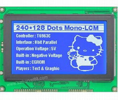 M240128F-B5,240128 Graphics LCD Module, 240x128 Display, STN blue