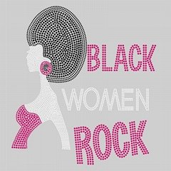 Black Women Rock Heat Rhinestone Transfers Designs 