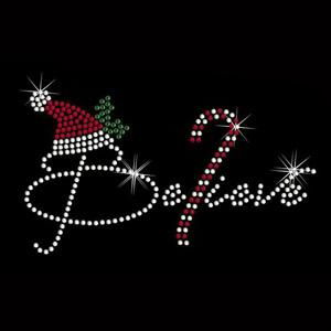 Christmas Believe rhinestone hotfix motif 