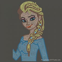 Custom Cartoon Frozen Elsa Inspired Hot Fix Rhinestone Motifs for Garment 