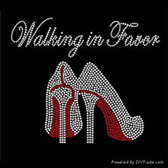 Walking in Favor high heel rhinestone transfer 