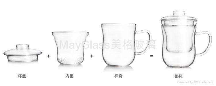 耐热玻璃泡茶杯 花茶杯 三件式玻璃泡茶杯 2