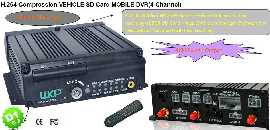 3G 4CH Dual SD Card Mobile DVR H.264 Anti-vibration DVR Vehicle Video Surveillan 2