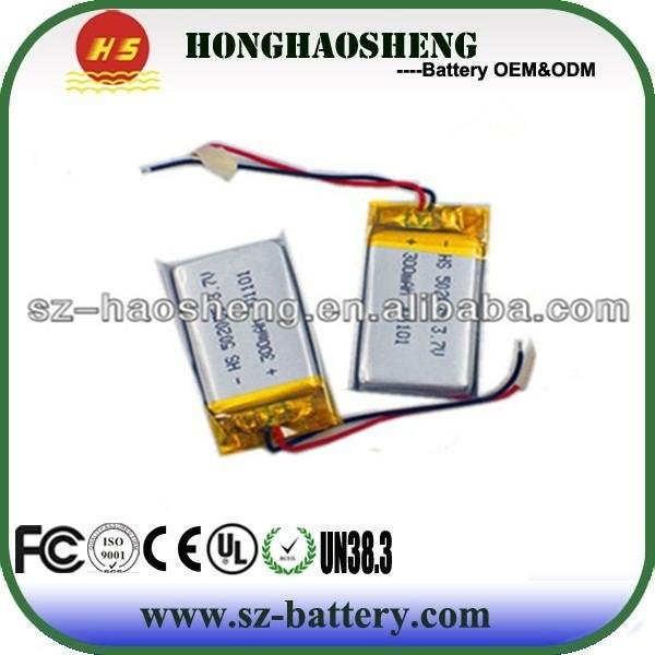 3.7v 250mah 502030 rechargeable lithium polymer battery