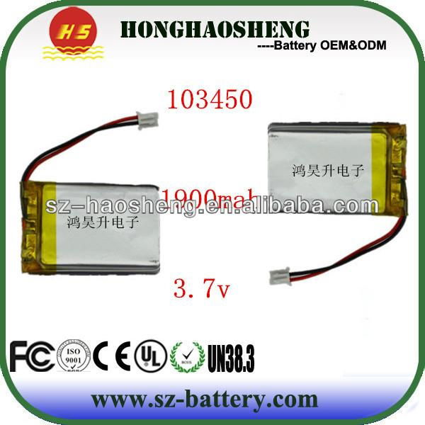 3.7v 1800mah 103450 rechargeable lithium polymer battery 2