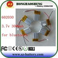 3.7v 300mah 602030 rechargeable lithium polymer battery 2