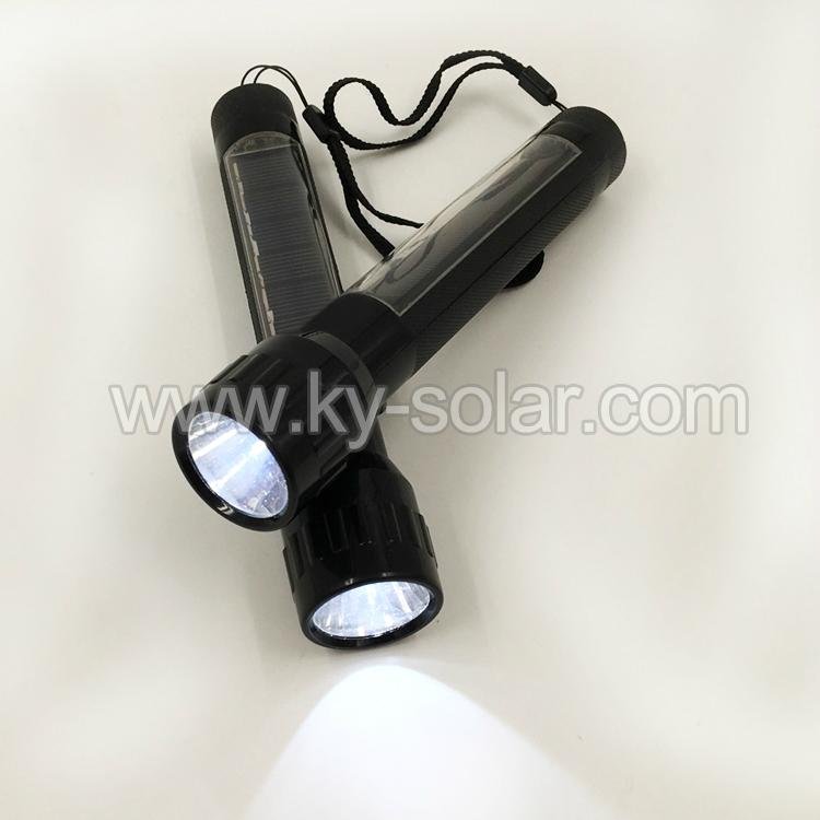 2018 Good Selling solar torch light rechargeable led flashlight 4