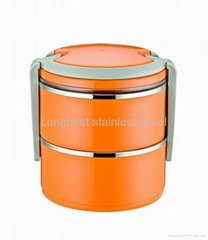 2 layer stainless steel stackable tiffin box  lunch box