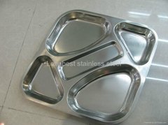 Stainless Steel Rectangular Divided Dinner plate 4 sections