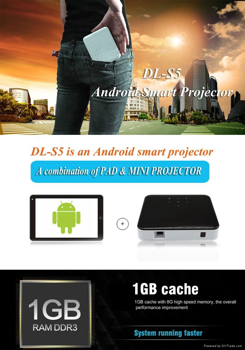 2015 New model DL-S5  wireless connection mini LED projector with Android system