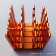 Red anodized custom aluminum CNC machining heatsink part from Guangdong China.