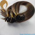 20inch hot selling Brazilian human hair brown color nail hair extension 1