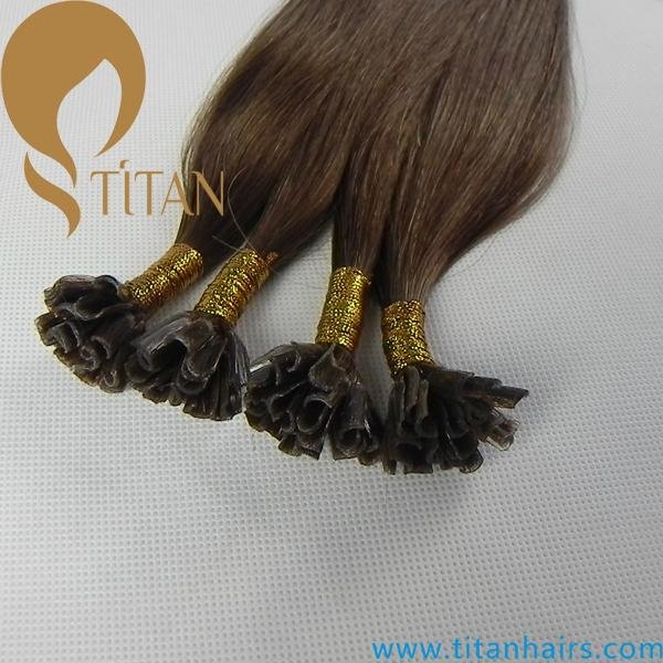20inch hot selling Brazilian human hair brown color nail hair extension 2