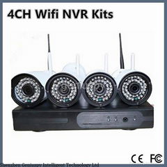 4CH 720P HD Wifi NVR KIT Wireless Bullet IP Camera System Wireless NVR Kit P2P