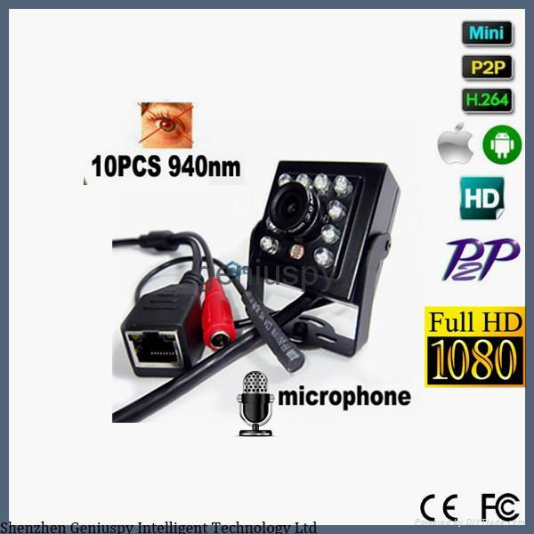 1080P 2Mp Hd Night Vision 940nm IR Audio p2p Mini Ip Camera With Ir Cut Covert